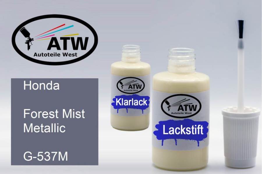 Honda, Forest Mist Metallic, G-537M: 20ml Lackstift + 20ml Klarlack - Set, von ATW Autoteile West.